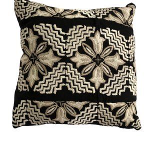 John Robshaw Black white all embroidered Linen 17" square pillow cover